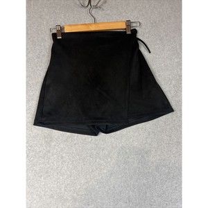 Zara Black Faux Suede Skort Junior Size 11-12 Elastic Waist